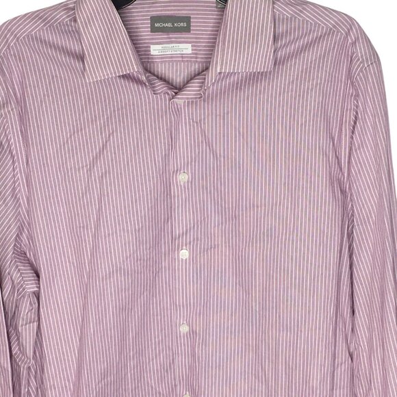 Michael Kors Men's LS Dress Shirt Regular Fit Airsoft Stretch Purple XL 17 34/35 - Picture 2 of 12